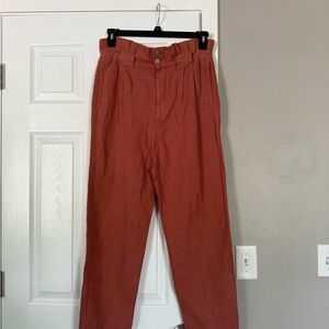 Veronica Beard Cotton Linen Blend Karter Pleated Pants Mocha NWT